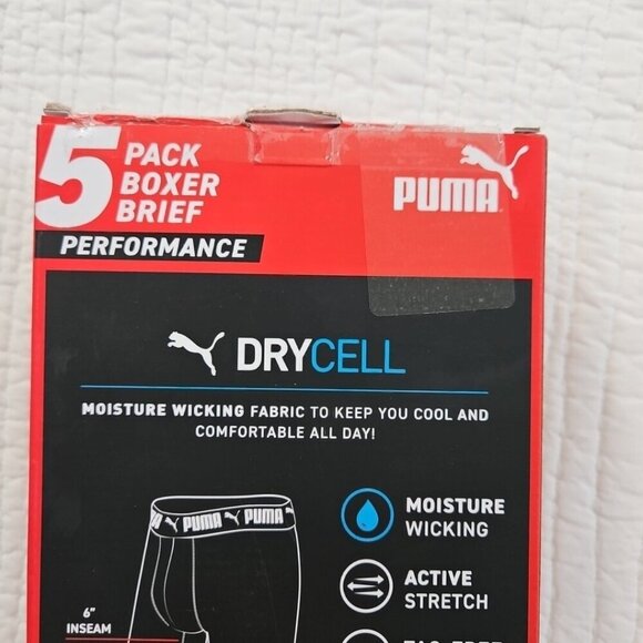 Puma 5 Pack Boxer Briefs Men's L (36-38) Grey Black Tag Free Fast Dry Stretch - Picture 9 of 11